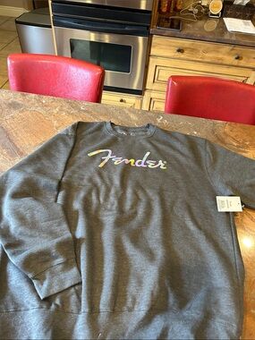 Fender Gray Crewneck Sweatshirt with Iridescent Logo